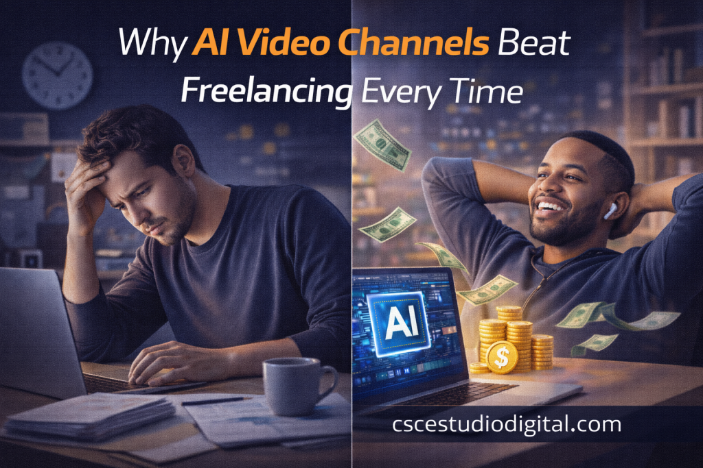 AI video channels, freelancing vs AI, Google Veo 3, online income, AI automation, YouTube Shorts monetization, passive income