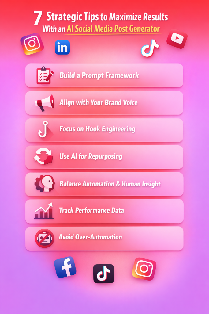 ai social media post generator, ai content automation, ai marketing tools, social media automation, ai copywriting software, content marketing with ai, Ai social media infographic,