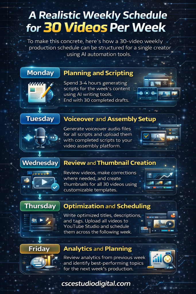 How to Produce 30 Videos Per Week Using AI Automation,produce videos with AI, AI video automation, scale video production,,